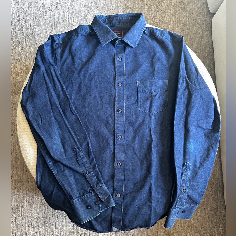 UNTUCKit Navy Cinzano Wrinkle-Free Denim Shirt - Slim Large